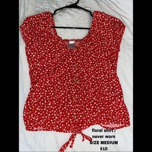 red floral cute shirt